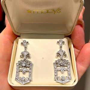 Diamond white gold dangle earrings from Macys